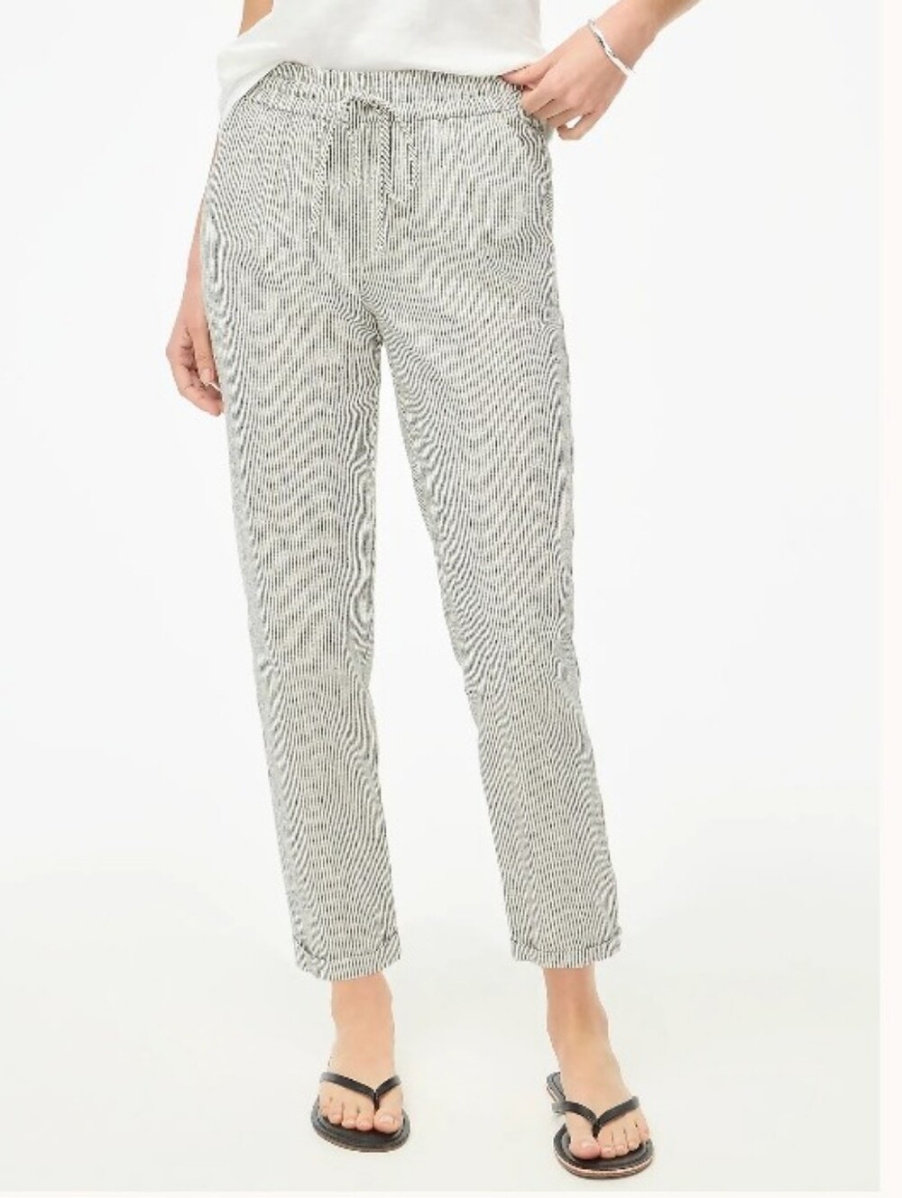 J.Crew Striped Linen-cotton Blend Drawstring Pant